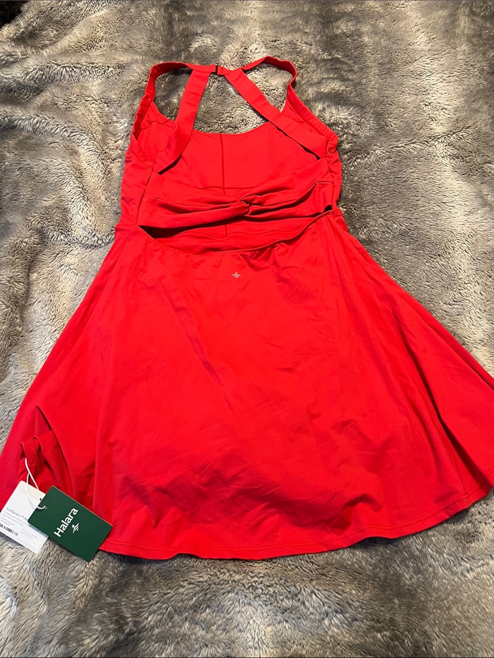 HALARA Red Halter Fit & Flare Mini Dress - Picture 2 of 3